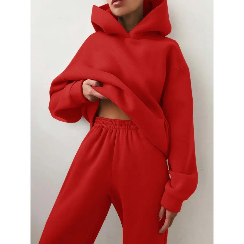 Frauen Kapuze Trainings anzug Sport 2 Stück Set Streetwear Sweatshirts Pullover Hosen Anzug nach Hause Jogging hose Hosen Outfits