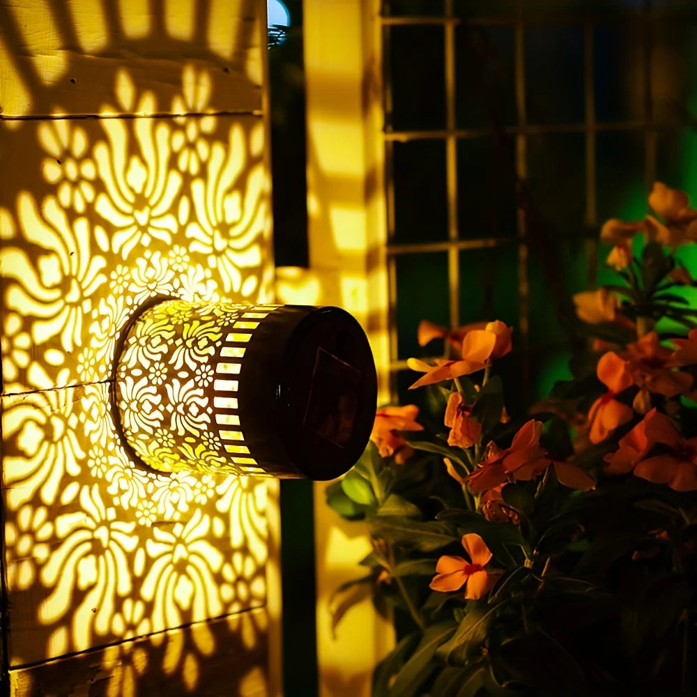 Solar-Pfingstrosen-Wandlampen, 1/2 Stück – hohles Pfingstrosen-Design, für den Außenbereich, Gartendekoration, helles Eisen, Hof-Party-Geschenk für festliche Einstellungen