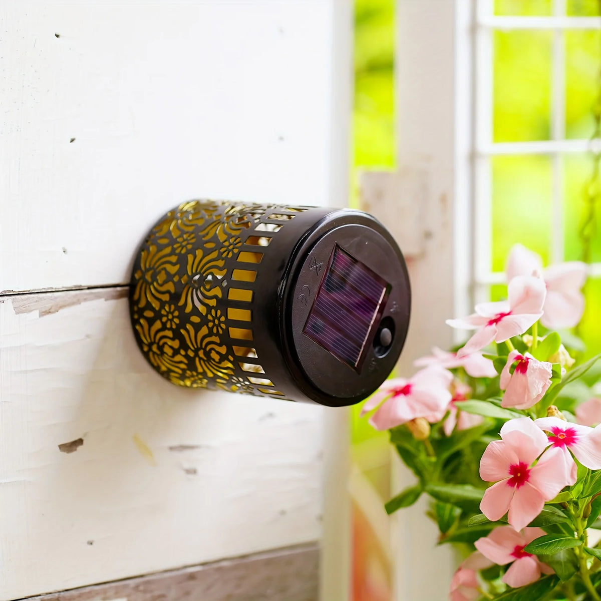 Solar-Pfingstrosen-Wandlampen, 1/2 Stück – hohles Pfingstrosen-Design, für den Außenbereich, Gartendekoration, helles Eisen, Hof-Party-Geschenk für festliche Einstellungen