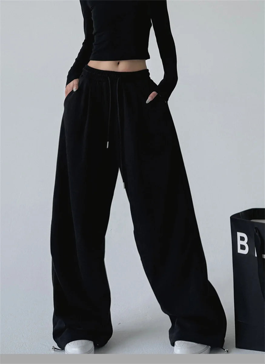 2023 neue Harajuku Breite Bein Jogginghose Frauen Streetwear Baggy Oversize Grau Sport Hosen Frau Kordelzug Casual Jogger Hosen