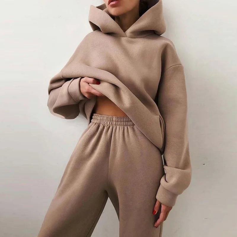 Frauen Kapuze Trainings anzug Sport 2 Stück Set Streetwear Sweatshirts Pullover Hosen Anzug nach Hause Jogging hose Hosen Outfits