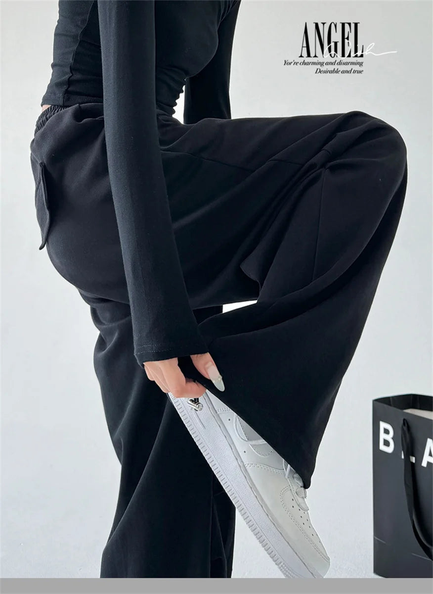 2023 neue Harajuku Breite Bein Jogginghose Frauen Streetwear Baggy Oversize Grau Sport Hosen Frau Kordelzug Casual Jogger Hosen