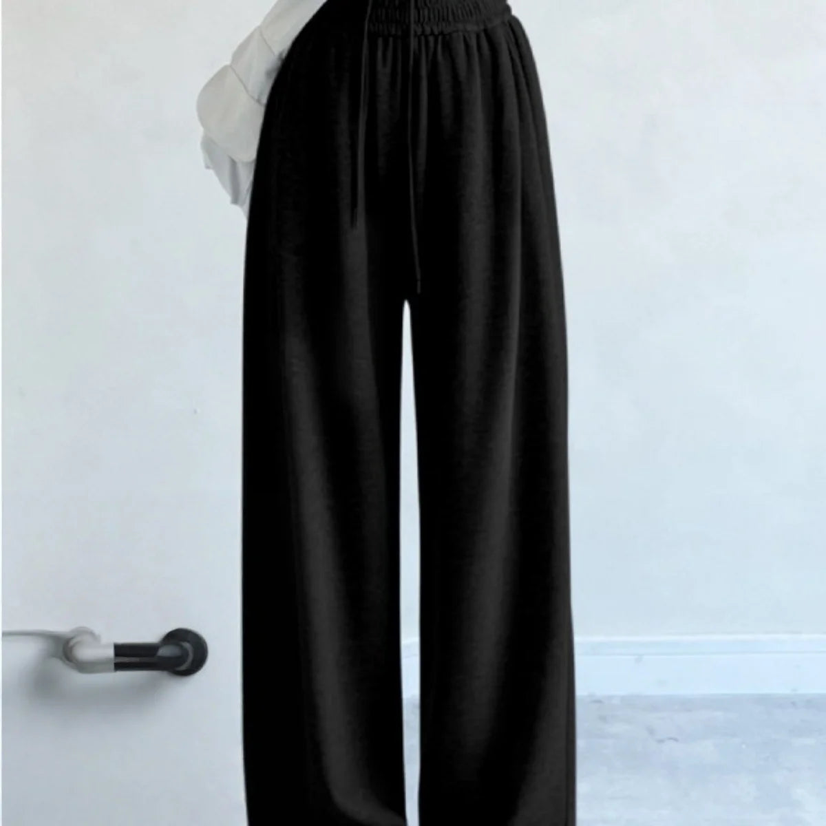 Damen Loose-Fit Hose mit Hoher Taille und Kordelzug, Lässige Gerade Sweathose für Frühling, Outdoor und Street Style