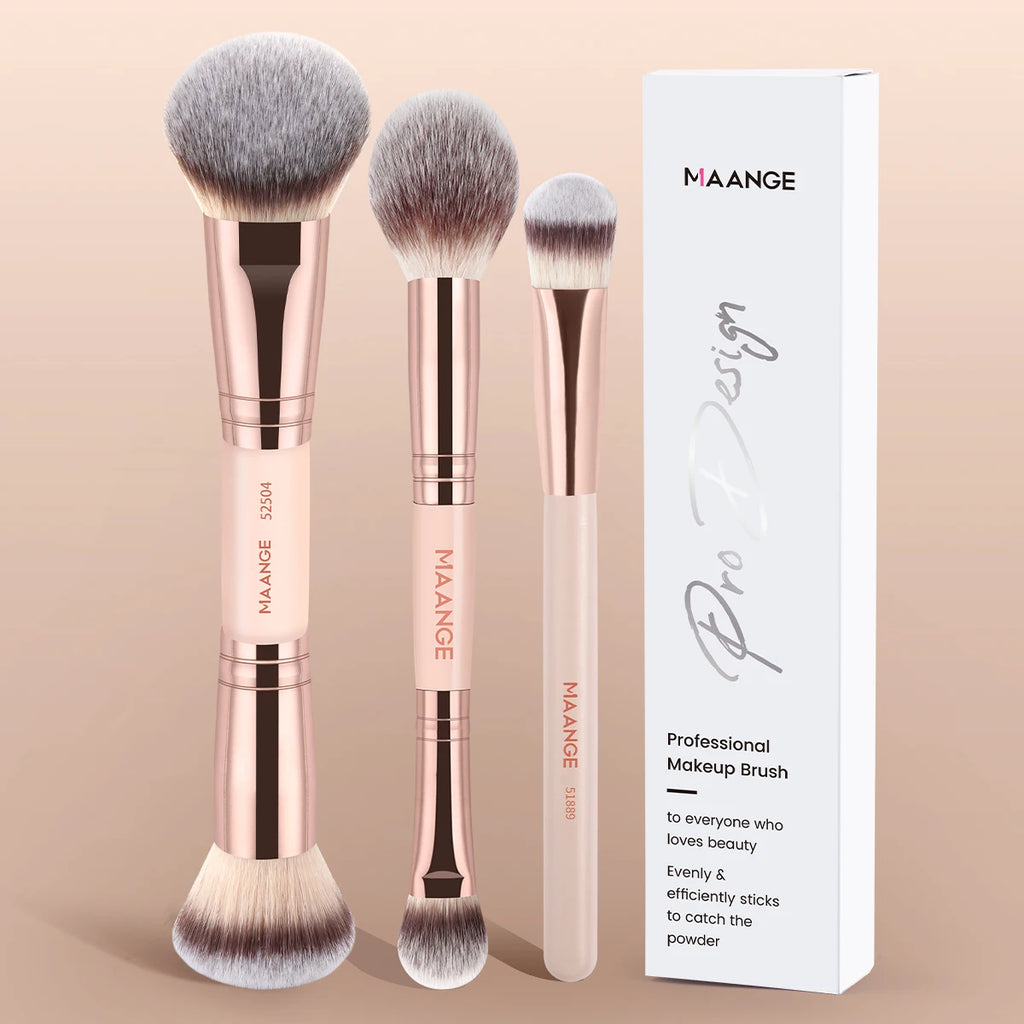 MAANGE Make-up-Pinsel-Set, 3-teilig, für Gesicht, Rouge, Kabuki, Puder, Foundation, Make-up-Pinsel für Mineral-BB-Creme, flüssiges Mischen, Beauty-Tool