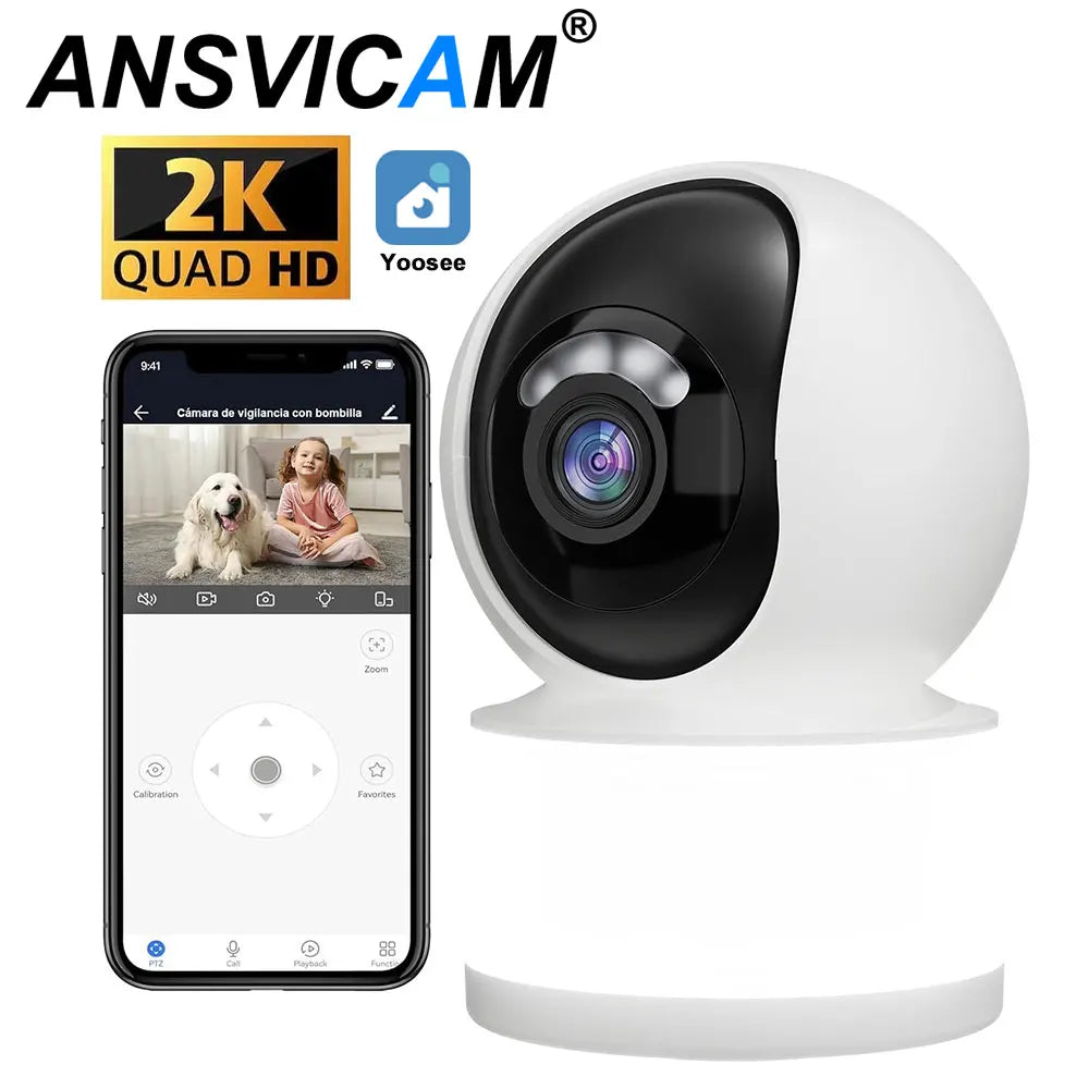 2K WLAN PTZ-Kamera für Innenräume mit Farbnachtsicht und Licht, Mini-Babykamera 360° °   Schwenk- und Neigbare Automatische Tracking-Kamera für Haustiere und Hunde