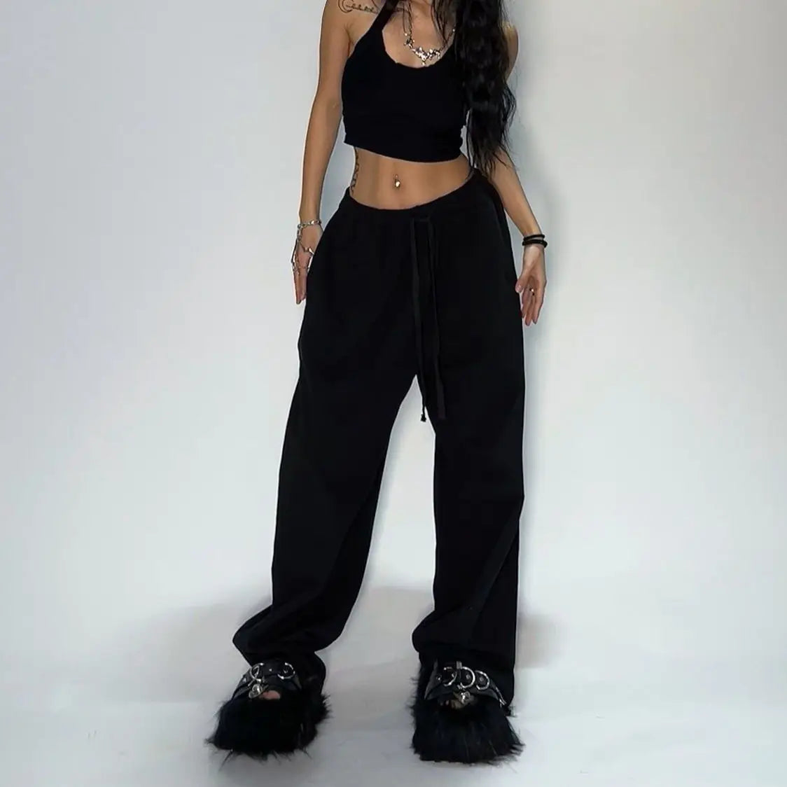 2023 neue Harajuku Breite Bein Jogginghose Frauen Streetwear Baggy Oversize Grau Sport Hosen Frau Kordelzug Casual Jogger Hosen