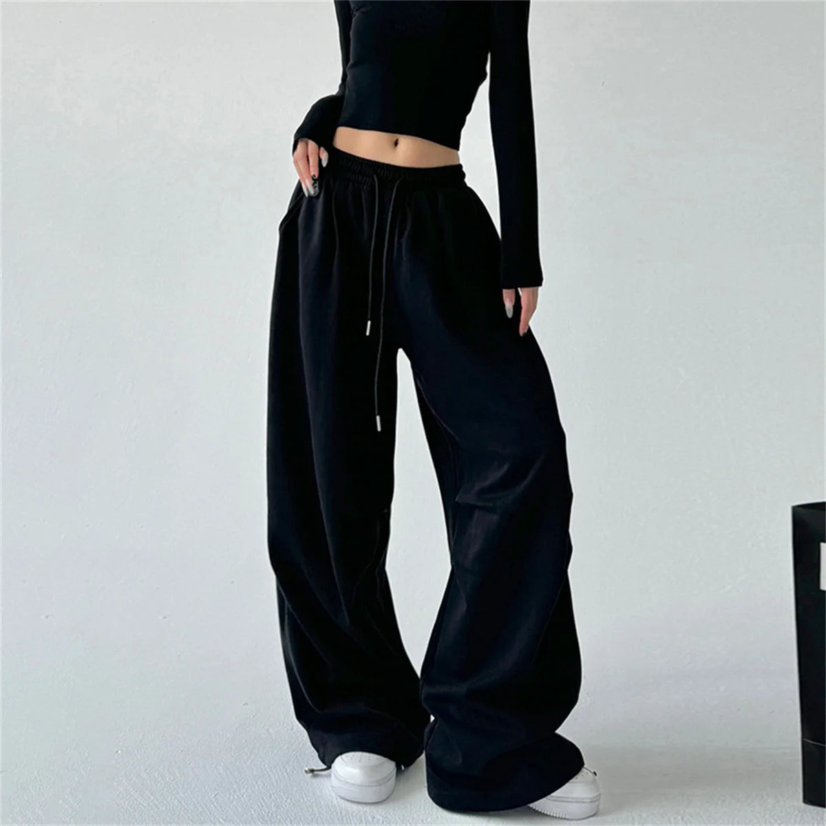 2023 neue Harajuku Breite Bein Jogginghose Frauen Streetwear Baggy Oversize Grau Sport Hosen Frau Kordelzug Casual Jogger Hosen