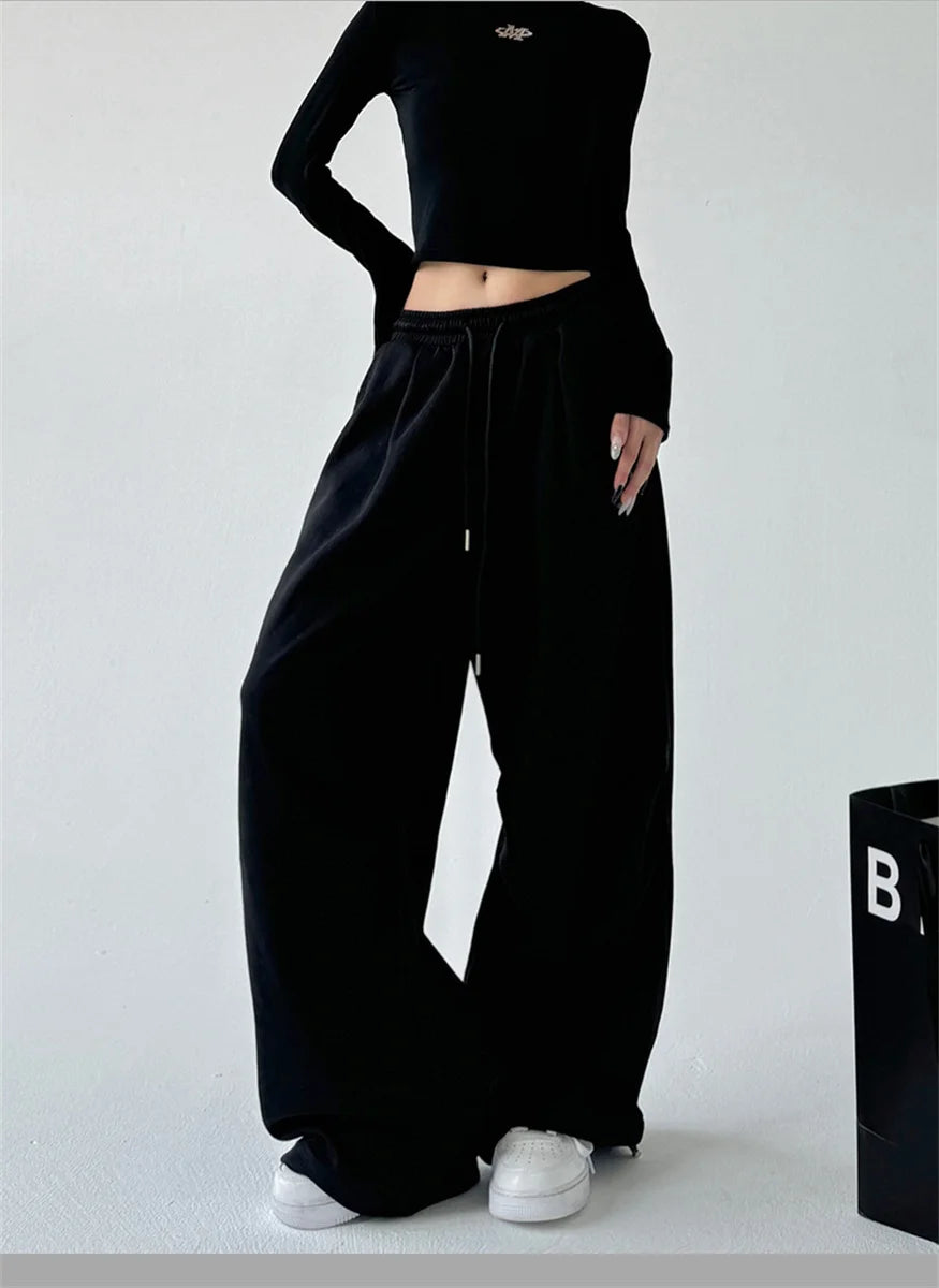 2023 neue Harajuku Breite Bein Jogginghose Frauen Streetwear Baggy Oversize Grau Sport Hosen Frau Kordelzug Casual Jogger Hosen