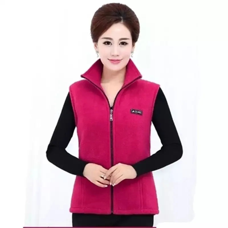 Plus Size Damen Polar Fleece Weste ärmellos große Reißverschlussjacke Herbstmode Freizeitweste für Damen