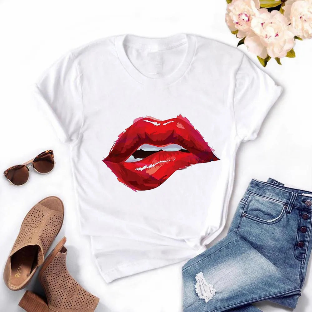 Frauen Harajuku Tops Sommer Tops Grafik T-Shirts Frauen Lippen Kawaii T-Shirt Kleidung Mädchen Maus T-Shirt ,Drop Shipping