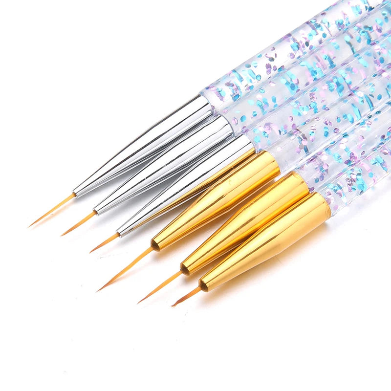 3 teile/satz Acryl Französisch Streifen Nail art Linie Malerei Stift 3D Tipps Maniküre schlanke Linie Zeichnung Stift UV Gel Pinsel Malerei werkzeuge