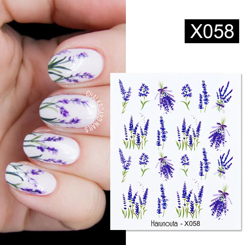 Harunouta Quellwasser-Nagelaufkleber und Aufkleber, Blumenblatt, Baum, grün, einfacher Sommerschieber für die Maniküre, Nagelkunst, Wasserzeichen