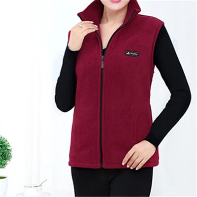 Plus Size Damen Polar Fleece Weste ärmellos große Reißverschlussjacke Herbstmode Freizeitweste für Damen