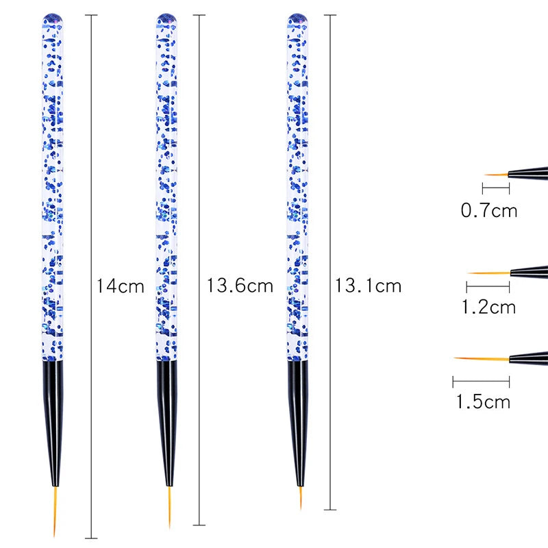3 teile/satz Acryl Französisch Streifen Nail art Linie Malerei Stift 3D Tipps Maniküre schlanke Linie Zeichnung Stift UV Gel Pinsel Malerei werkzeuge