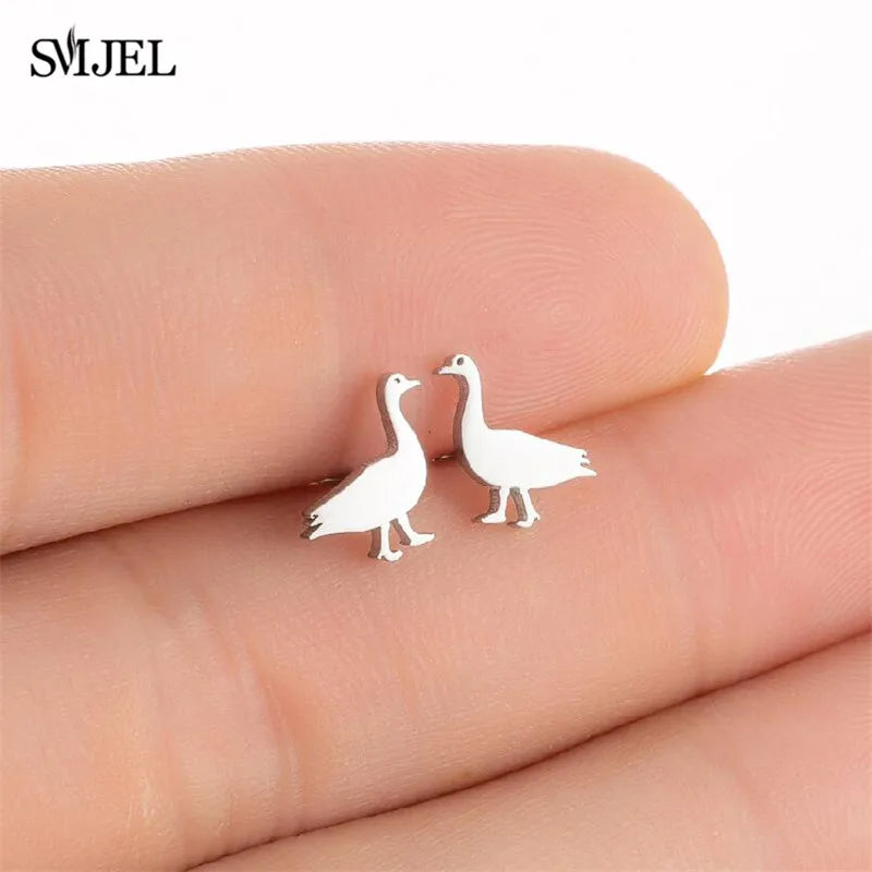 Edelstahl Schwalbe Kleiner Ohrring Mehrere Kleiner Vogel Schmuck Frauen Taube Flamingo Papagei Zweig Kolibri Kranich Ohrstecker