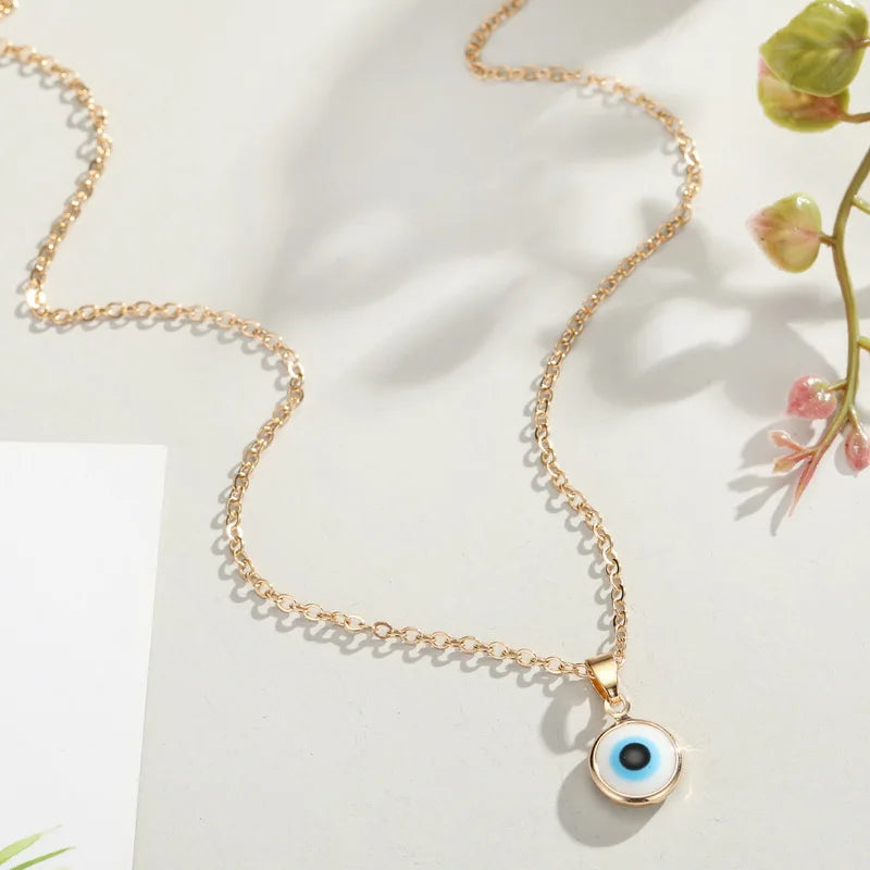 Vintage Türkische Bösen blick Anhänger Halskette für Frauen Mode Schlüsselbein Kette Aussage Halskette Boho Party Schmuck Femme Collares