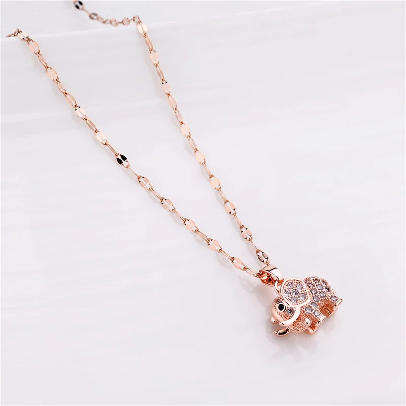 Süße Zirkon Kristall Anhänger Halskette für Frauen koreanische Mode Edelstahl Schlüsselbein Kette Schmuck weibliche Hochzeit Accessoires