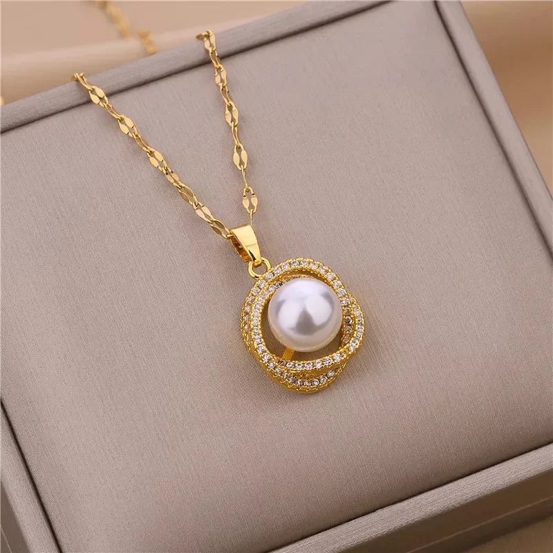 Süße Zirkon Kristall Anhänger Halskette für Frauen koreanische Mode Edelstahl Schlüsselbein Kette Schmuck weibliche Hochzeit Accessoires