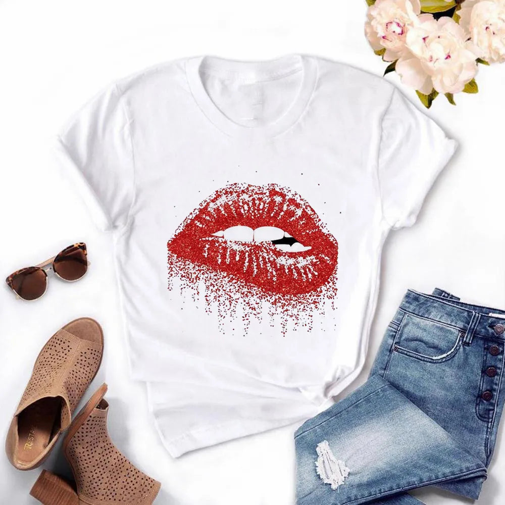 Frauen Harajuku Tops Sommer Tops Grafik T-Shirts Frauen Lippen Kawaii T-Shirt Kleidung Mädchen Maus T-Shirt ,Drop Shipping