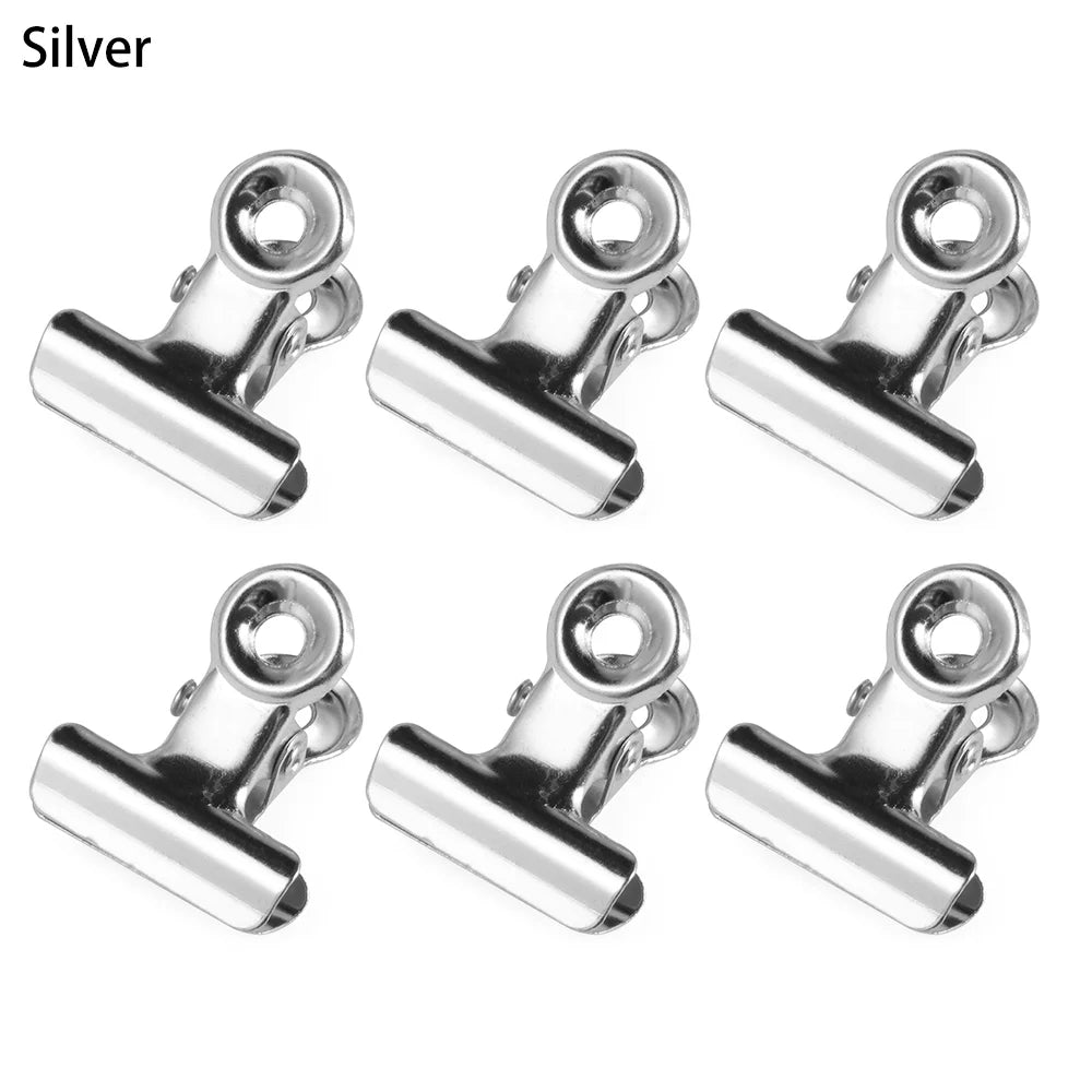 6Pcs Metall Küche Lebensmittel Abdichtung Tasche Clips Brief Papier Foto Datei Schellen Schule Büro Kalender Binder Clip Haushalts Zubehör