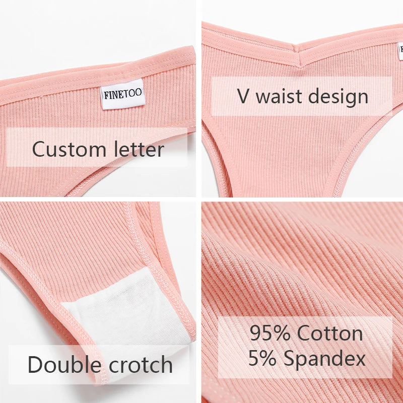 FINETOO Brasilianische Höschen Frauen Baumwolle Unterhose M-XL Sexy Low-Rise Unterhosen Damen Einfarbig Bikini Höschen Dessous 2022