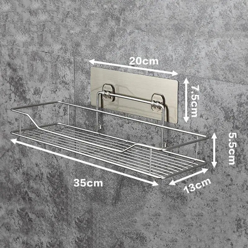 Badezimmer-Aufbewahrungsregal aus Edelstahl, stanzfrei, für Küche, Badezimmer, Toilette, Wandbehang, Lagerregal
