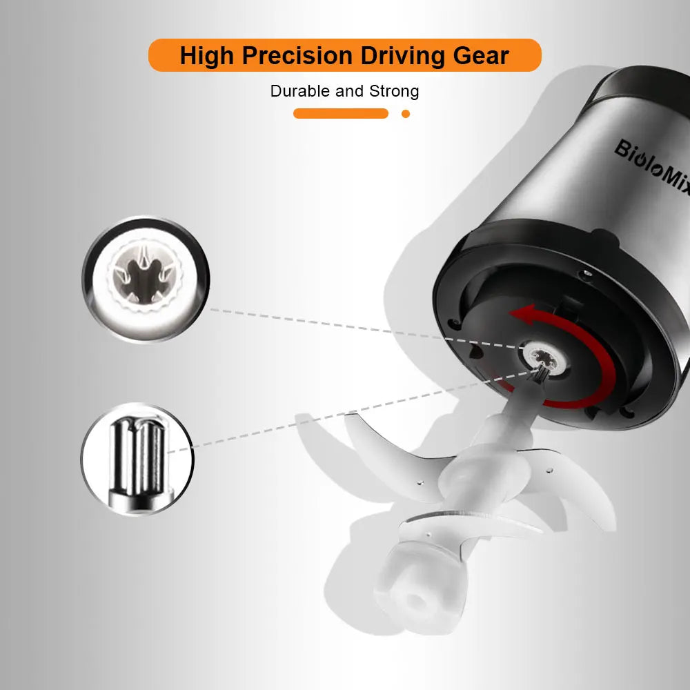 BioloMix 2-Gang-Fleischwolf, 500 W, Edelstahl, 2 l Fassungsvermögen, Fleischwolf, Prozessor, Slicer für den US-Markt, 110 V