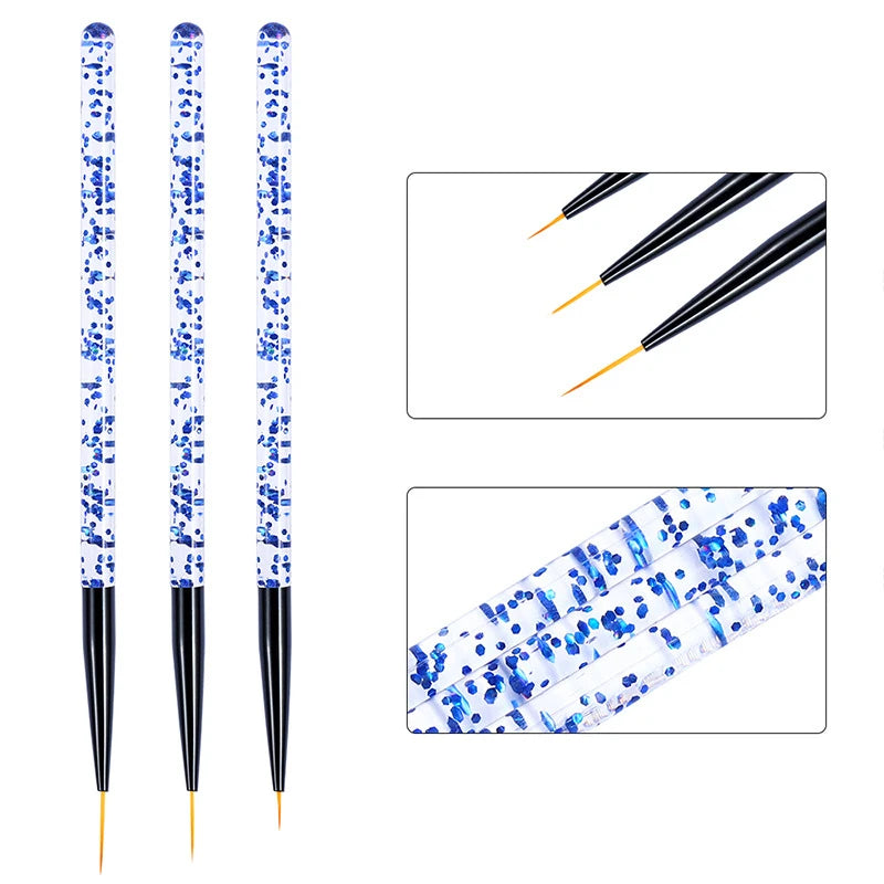 3 teile/satz Acryl Französisch Streifen Nail art Linie Malerei Stift 3D Tipps Maniküre schlanke Linie Zeichnung Stift UV Gel Pinsel Malerei werkzeuge