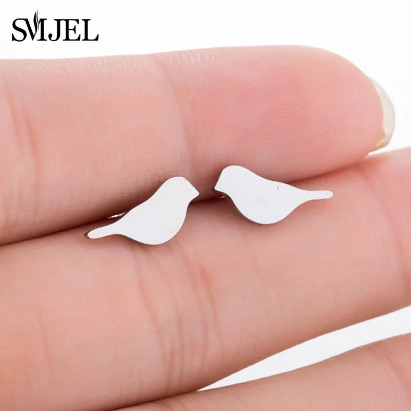 Edelstahl Schwalbe Kleiner Ohrring Mehrere Kleiner Vogel Schmuck Frauen Taube Flamingo Papagei Zweig Kolibri Kranich Ohrstecker