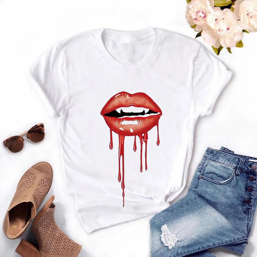 Frauen Harajuku Tops Sommer Tops Grafik T-Shirts Frauen Lippen Kawaii T-Shirt Kleidung Mädchen Maus T-Shirt ,Drop Shipping