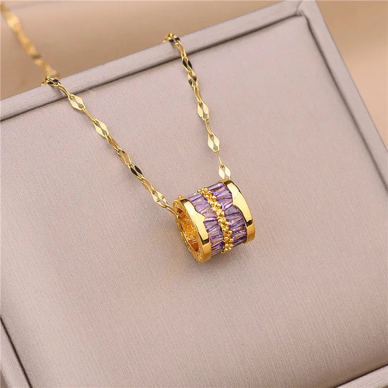Süße Zirkon Kristall Anhänger Halskette für Frauen koreanische Mode Edelstahl Schlüsselbein Kette Schmuck weibliche Hochzeit Accessoires