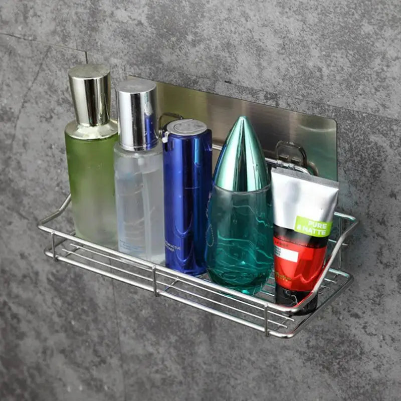 Badezimmer-Aufbewahrungsregal aus Edelstahl, stanzfrei, für Küche, Badezimmer, Toilette, Wandbehang, Lagerregal