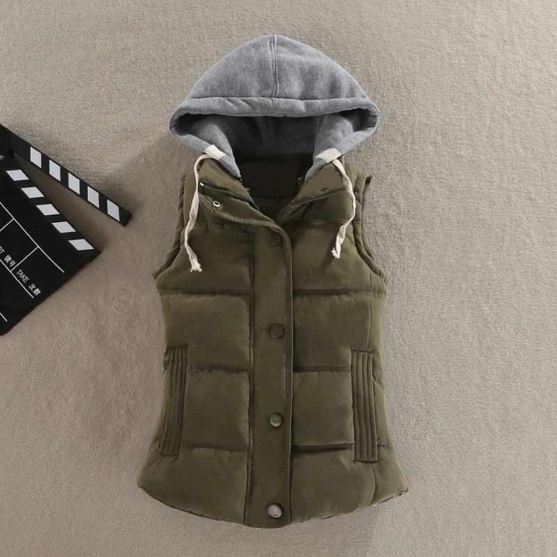 Plus Größe 6XL Damen Daunenweste mit Kapuze, warm, Herbst und Winter, dick, übergroß, abnehmbare Weste für Damen