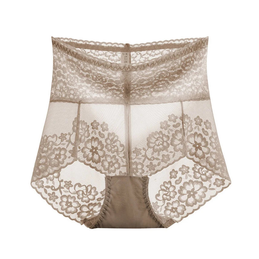 Frauen sexy Spitze sehen durch Slips Blumen hohe Taille elastische Unterwäsche Schlüpfer weibliche nahtlose Unterhose intime Dessous