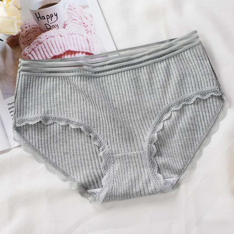 2026 beliebte Weibliche Kurze Mid-taille Spitze Hohl Dame Unterwäsche Sexy Gewinde Unterhose Baumwolle Tuch Trend Frauen Einfache Höschen