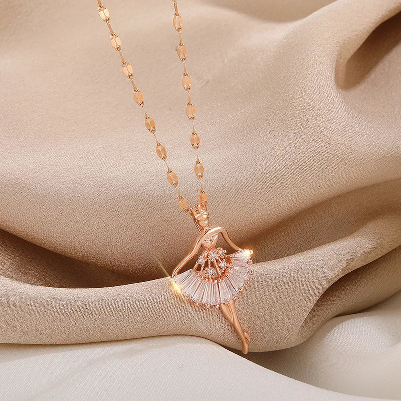 Süße Zirkon Kristall Anhänger Halskette für Frauen koreanische Mode Edelstahl Schlüsselbein Kette Schmuck weibliche Hochzeit Accessoires