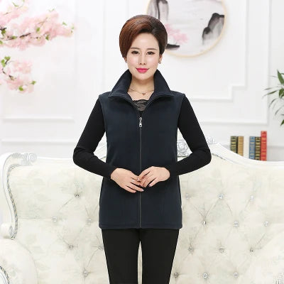 Plus Size Damen Polar Fleece Weste ärmellos große Reißverschlussjacke Herbstmode Freizeitweste für Damen