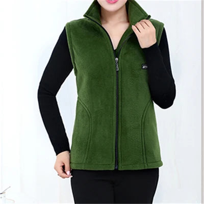 Plus Size Damen Polar Fleece Weste ärmellos große Reißverschlussjacke Herbstmode Freizeitweste für Damen