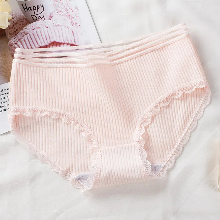 2026 beliebte Weibliche Kurze Mid-taille Spitze Hohl Dame Unterwäsche Sexy Gewinde Unterhose Baumwolle Tuch Trend Frauen Einfache Höschen