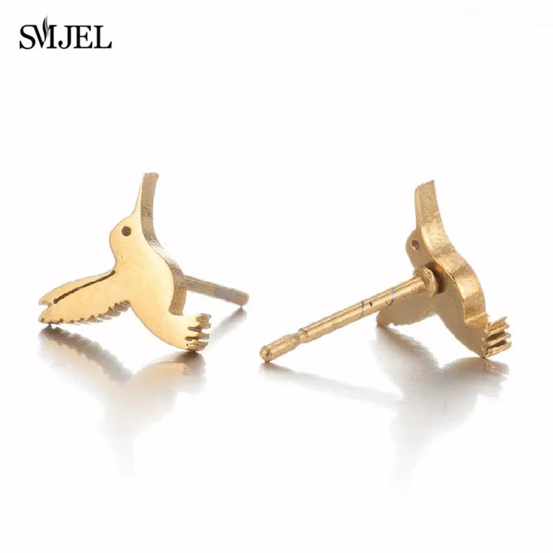 Edelstahl Schwalbe Kleiner Ohrring Mehrere Kleiner Vogel Schmuck Frauen Taube Flamingo Papagei Zweig Kolibri Kranich Ohrstecker