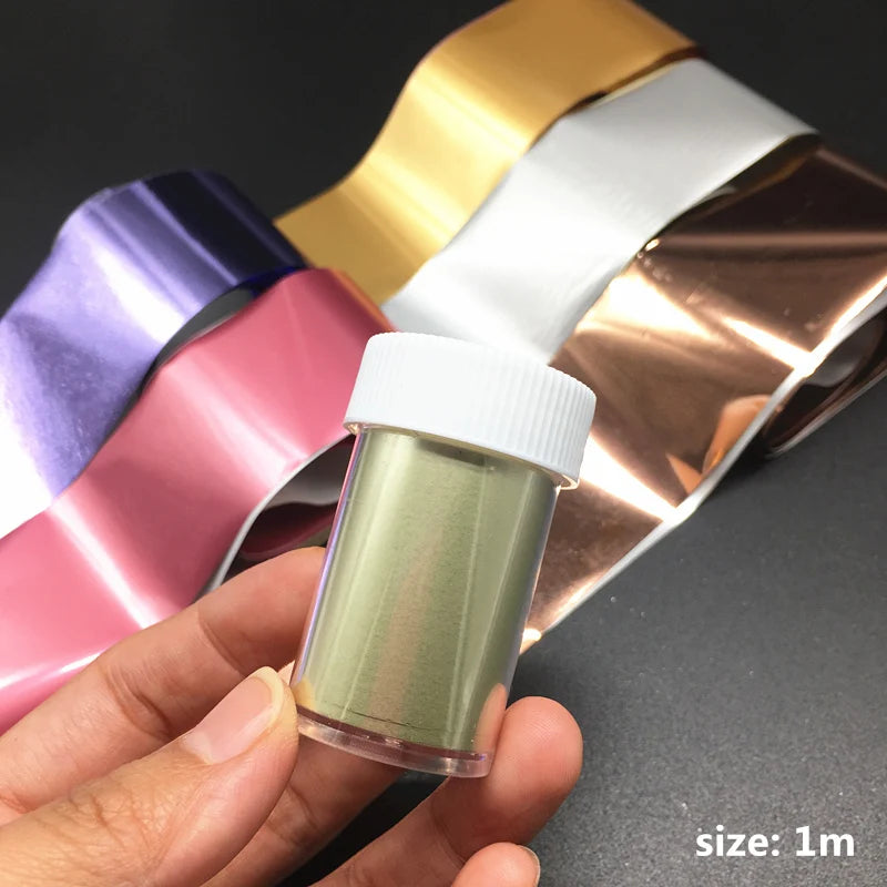 1 m holografische Nagelfolienaufkleber mit Spiegeleffekt, Nagelkunst-Transferpapier, matt, lila, Transferaufkleber, matte goldene Nägel, Maniküre