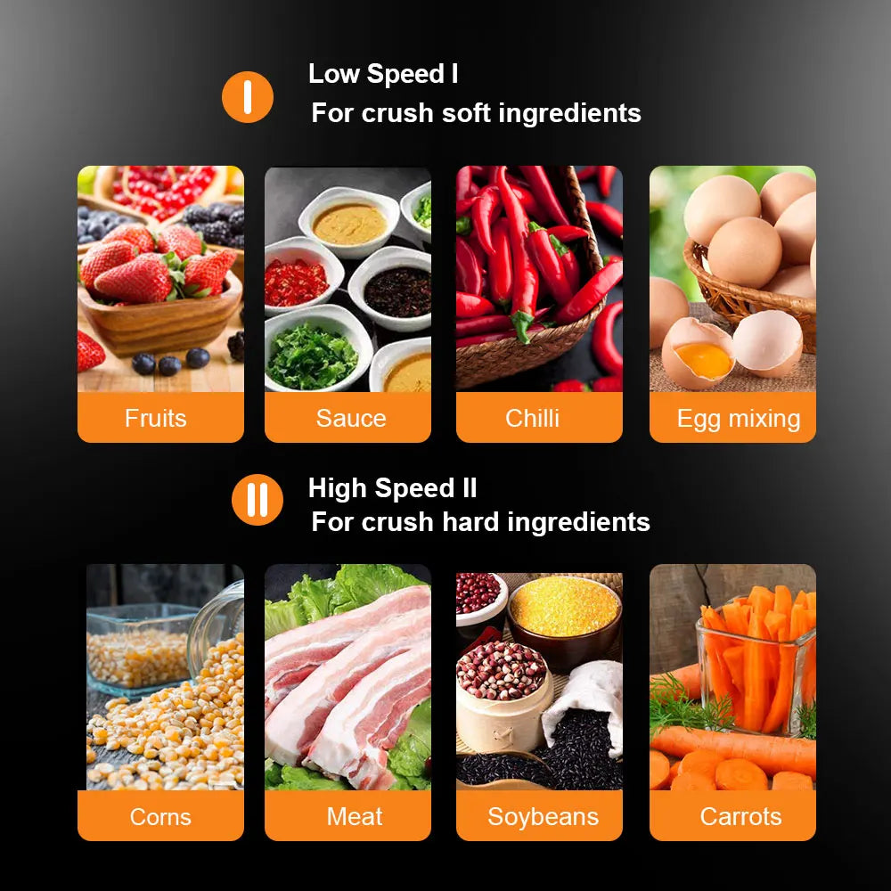 BioloMix 2-Gang-Fleischwolf, 500 W, Edelstahl, 2 l Fassungsvermögen, Fleischwolf, Prozessor, Slicer für den US-Markt, 110 V