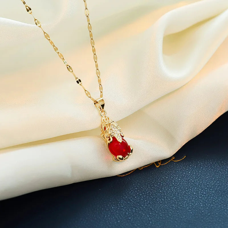 Süße Zirkon Kristall Anhänger Halskette für Frauen koreanische Mode Edelstahl Schlüsselbein Kette Schmuck weibliche Hochzeit Accessoires
