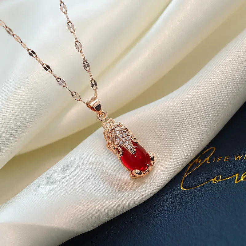 Süße Zirkon Kristall Anhänger Halskette für Frauen koreanische Mode Edelstahl Schlüsselbein Kette Schmuck weibliche Hochzeit Accessoires