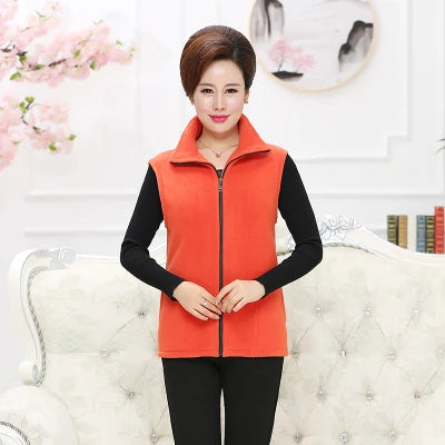 Plus Size Damen Polar Fleece Weste ärmellos große Reißverschlussjacke Herbstmode Freizeitweste für Damen