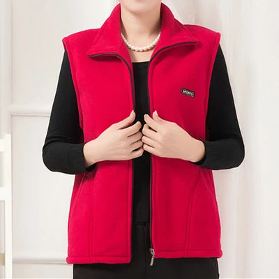 Plus Size Damen Polar Fleece Weste ärmellos große Reißverschlussjacke Herbstmode Freizeitweste für Damen