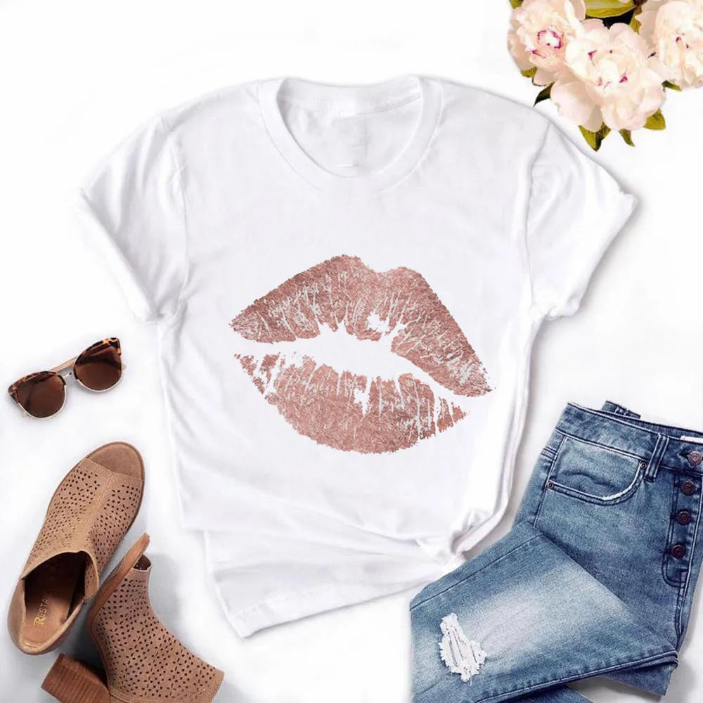 Frauen Harajuku Tops Sommer Tops Grafik T-Shirts Frauen Lippen Kawaii T-Shirt Kleidung Mädchen Maus T-Shirt ,Drop Shipping