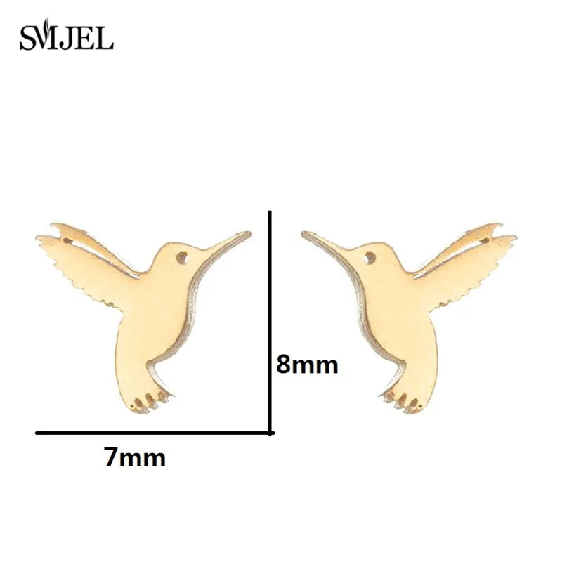 Edelstahl Schwalbe Kleiner Ohrring Mehrere Kleiner Vogel Schmuck Frauen Taube Flamingo Papagei Zweig Kolibri Kranich Ohrstecker