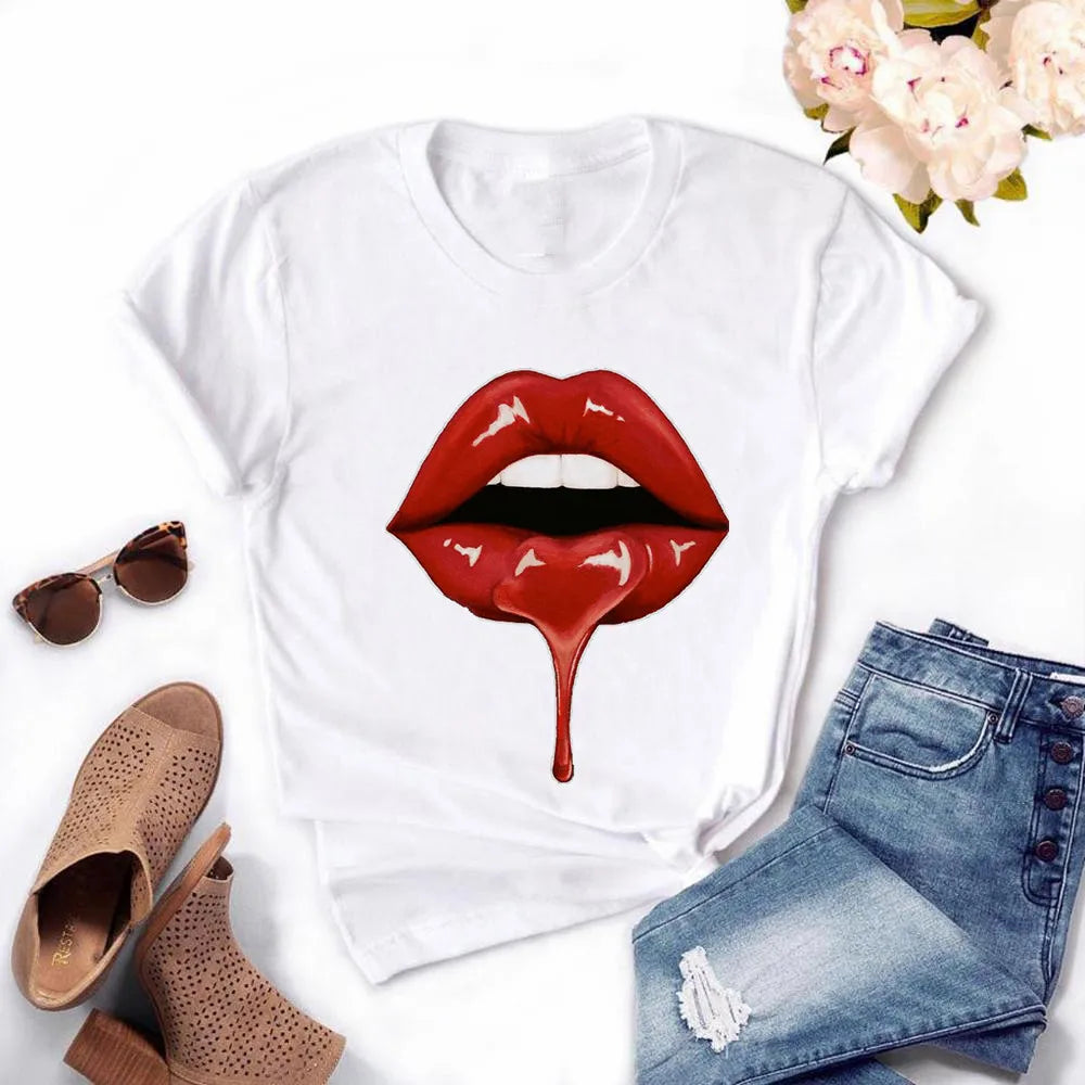 Frauen Harajuku Tops Sommer Tops Grafik T-Shirts Frauen Lippen Kawaii T-Shirt Kleidung Mädchen Maus T-Shirt ,Drop Shipping