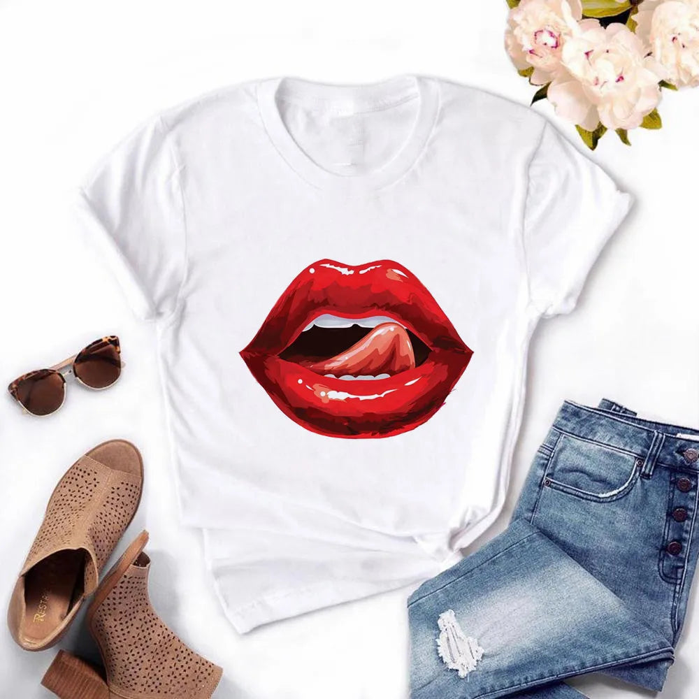Frauen Harajuku Tops Sommer Tops Grafik T-Shirts Frauen Lippen Kawaii T-Shirt Kleidung Mädchen Maus T-Shirt ,Drop Shipping